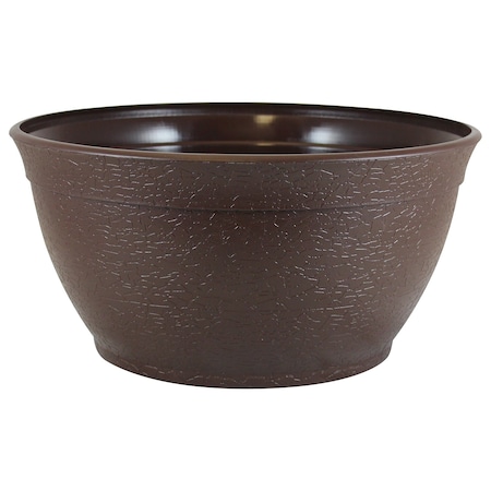 Emsco Group 14in Porch Planter, Textured Flower Pot and Herb Garden, Brown 2395-1